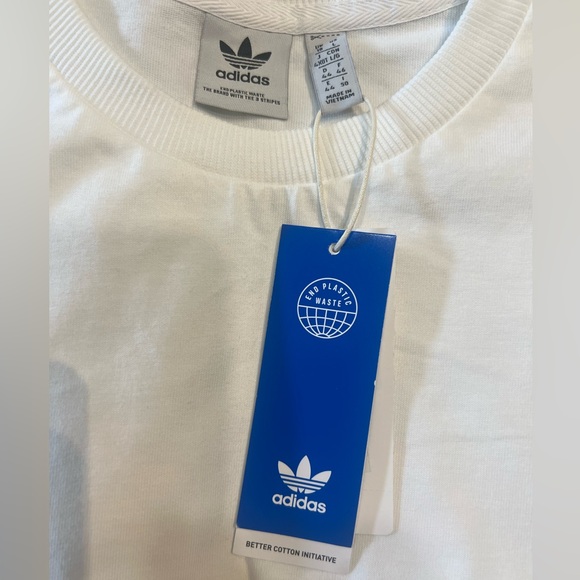 adidas White Graphic Tee With Colorful Floral Design Size Large NEW - Picture 3 of 4